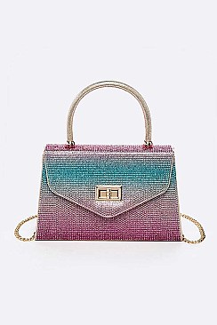 Stunning Crystal Top Handle Swing Clutch Bag