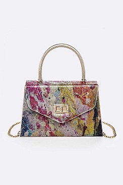 Stunning Crystal Top Handle Swing Clutch Bag