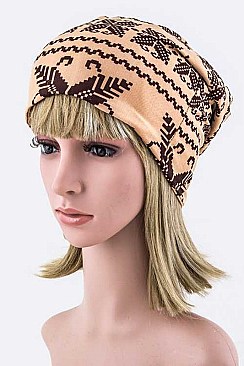 Classy Pixel Print Convertible Beanie LA-EMH8548