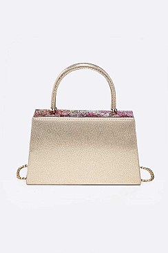Stunning Crystal Top Handle Swing Clutch Bag