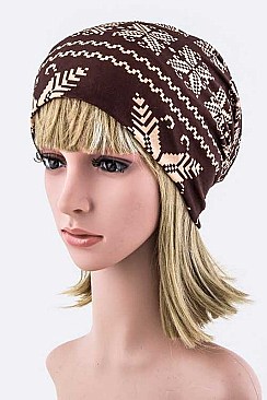 Classy Pixel Print Convertible Beanie LA-EMH8548