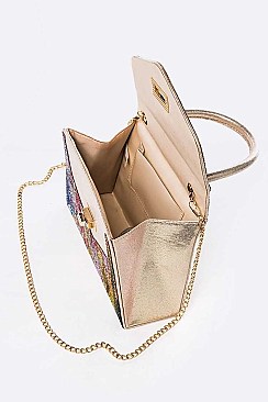 Stunning Crystal Top Handle Swing Clutch Bag