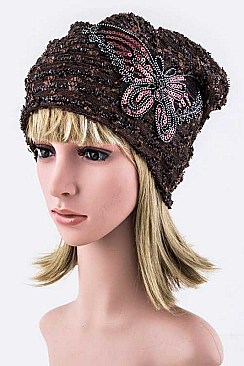 Stylish Sequined Butterfly Beanie