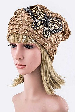 Stylish Sequined Butterfly Beanie