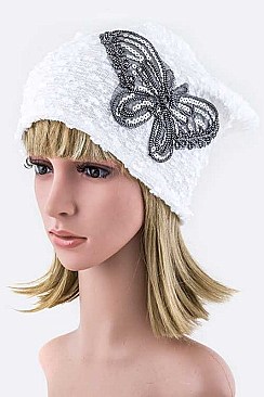 Stylish Sequined Butterfly Beanie