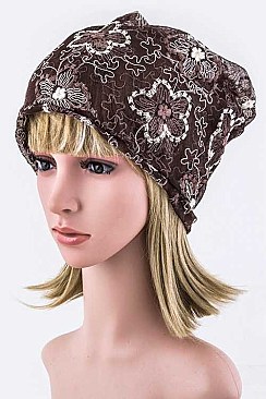 Fashion Stretch Lace Flora Beanie Hat