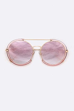 Pack of 12 Top Bar Oversized Round Sunglasses Set
