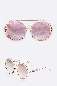 Pack of 12 Top Bar Oversized Round Sunglasses Set