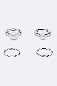 Set of (4 Pieces) Iconic Pearl Ring Set LAYR0236