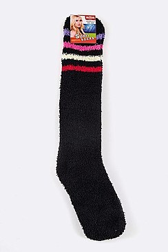 Pack of (12 Pairs) Assorted Knee High Plush Socks LA-SO144