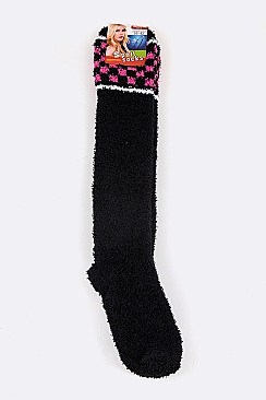 Pack of (12 Pairs) Assorted Knee High Plush Socks LA-SO144