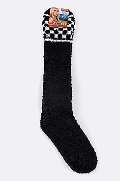 Pack of (12 Pairs) Assorted Knee High Plush Socks LA-SO144