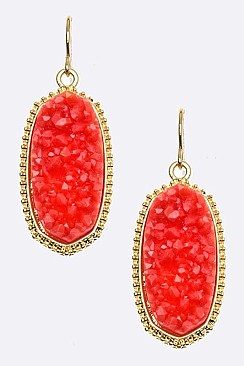 Classic Oval Druzy Stone Earrings LA-VE1549Z