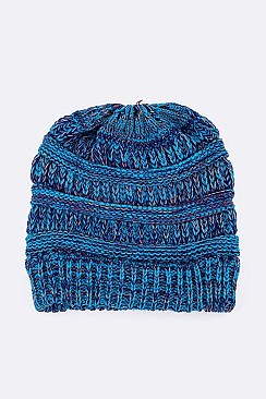 Pack of 12 Trendy Raised Knit Ponytail Beanie Set
