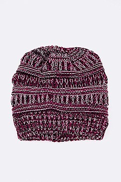 Pack of 12 Trendy Raised Knit Ponytail Beanie Set