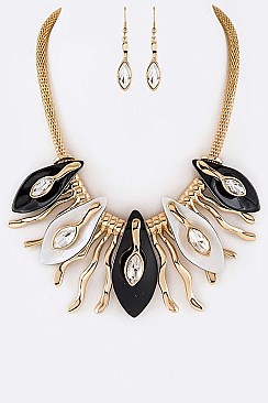 Abstract Crystal & Enamel Statement Necklace Set LA-YNE3231