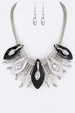 Abstract Crystal & Enamel Statement Necklace Set LA-YNE3231