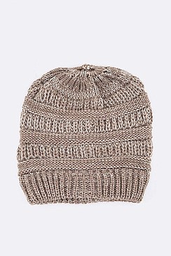 PACK OF 12 PONYTAIL RAISE KNIT BEANIE SET