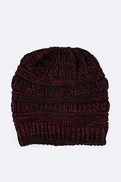 PACK OF 12 PONYTAIL RAISE KNIT BEANIE SET