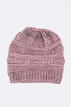 PACK OF 12 PONYTAIL RAISE KNIT BEANIE SET