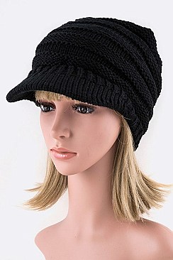 Pack of 12 pieces Chic Raised Knit Ponytail Visor Beanie Set LA-HT779