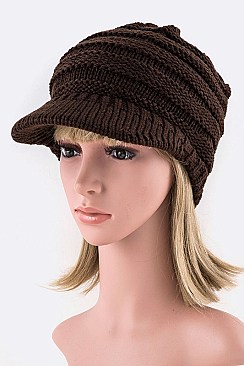 Pack of 12 pieces Chic Raised Knit Ponytail Visor Beanie Set LA-HT779