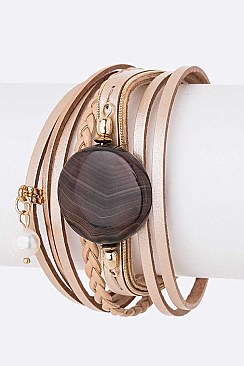 Stylish Stone Leather Magnetic Bracelet