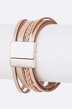 Stylish Stone Leather Magnetic Bracelet