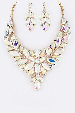 Fashionable Crystal Flower Statement Necklace Set LA-NE491670