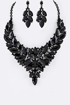 Fashionable Crystal Flower Statement Necklace Set LA-NE491670