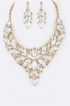 Fashionable Crystal Flower Statement Necklace Set LA-NE491670