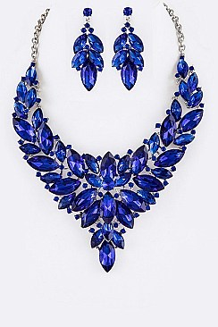 Fashionable Crystal Flower Statement Necklace Set LA-NE491670
