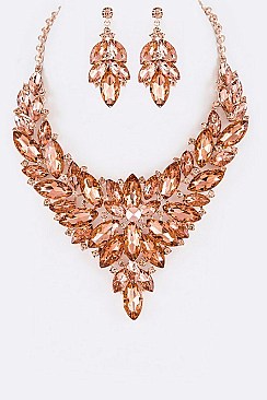 Fashionable Crystal Flower Statement Necklace Set LA-NE491670