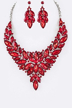 Fashionable Crystal Flower Statement Necklace Set LA-NE491670