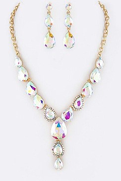 BRIDAL CRYSTAL TEARDROP NECKLACE SET