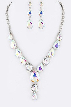 BRIDAL CRYSTAL TEARDROP NECKLACE SET