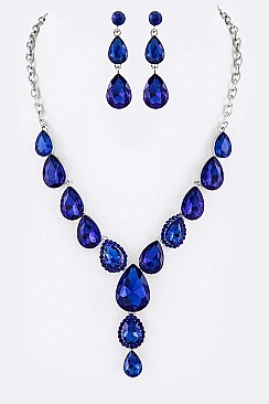 BRIDAL CRYSTAL TEARDROP NECKLACE SET