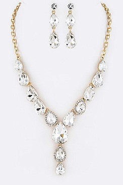 BRIDAL CRYSTAL TEARDROP NECKLACE SET