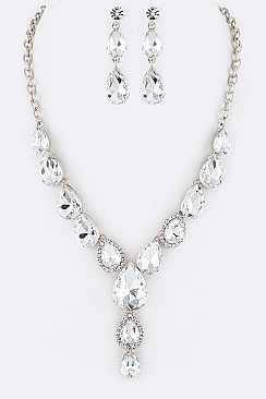 BRIDAL CRYSTAL TEARDROP NECKLACE SET