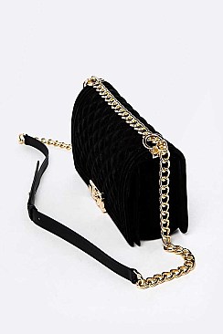 Engaging Velvet Quilted Iconic Shoulder Bag