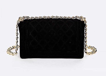 Engaging Velvet Quilted Iconic Shoulder Bag