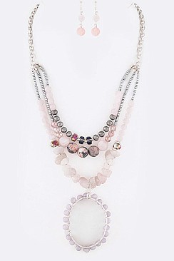 STONE BEADS NUGGETS PENDANT NECKLACE SET