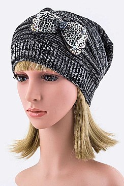Chic Sequined Bow Knit Beanie LA-8591MG132