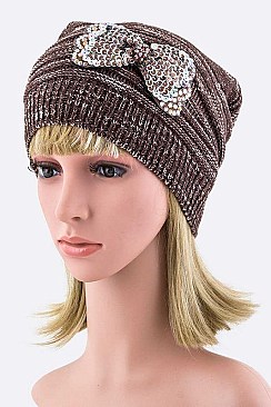 Chic Sequined Bow Knit Beanie LA-8591MG132