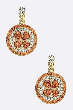 ORANGE LEMON CRYSTAL DROP EARRINGS