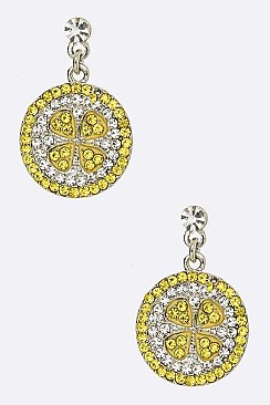 ORANGE LEMON CRYSTAL DROP EARRINGS