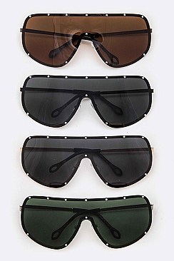 Pack of 12 Pieces Iconic Studded Shield Sunglasses  LA108-96183P