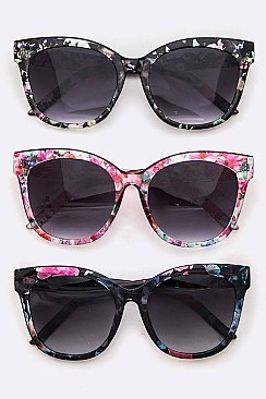 Pack of 12 Pieces Mix Floral Frame Iconic Cat Eye Sunglasses LA108-9M035