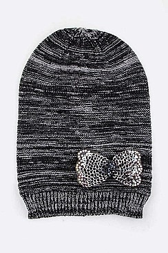 Chic Sequined Bow Knit Beanie LA-8591MG132
