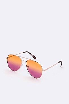 Pack of 12 Pieces 2 Tone Color Tint Aviator Sunglasses LA08-52018MHC3